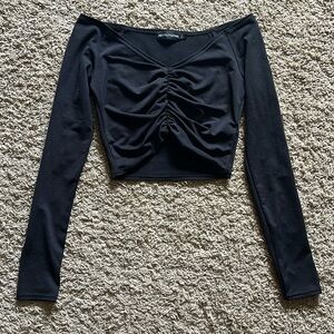 PrettyLittleThing black long sleeve crop top